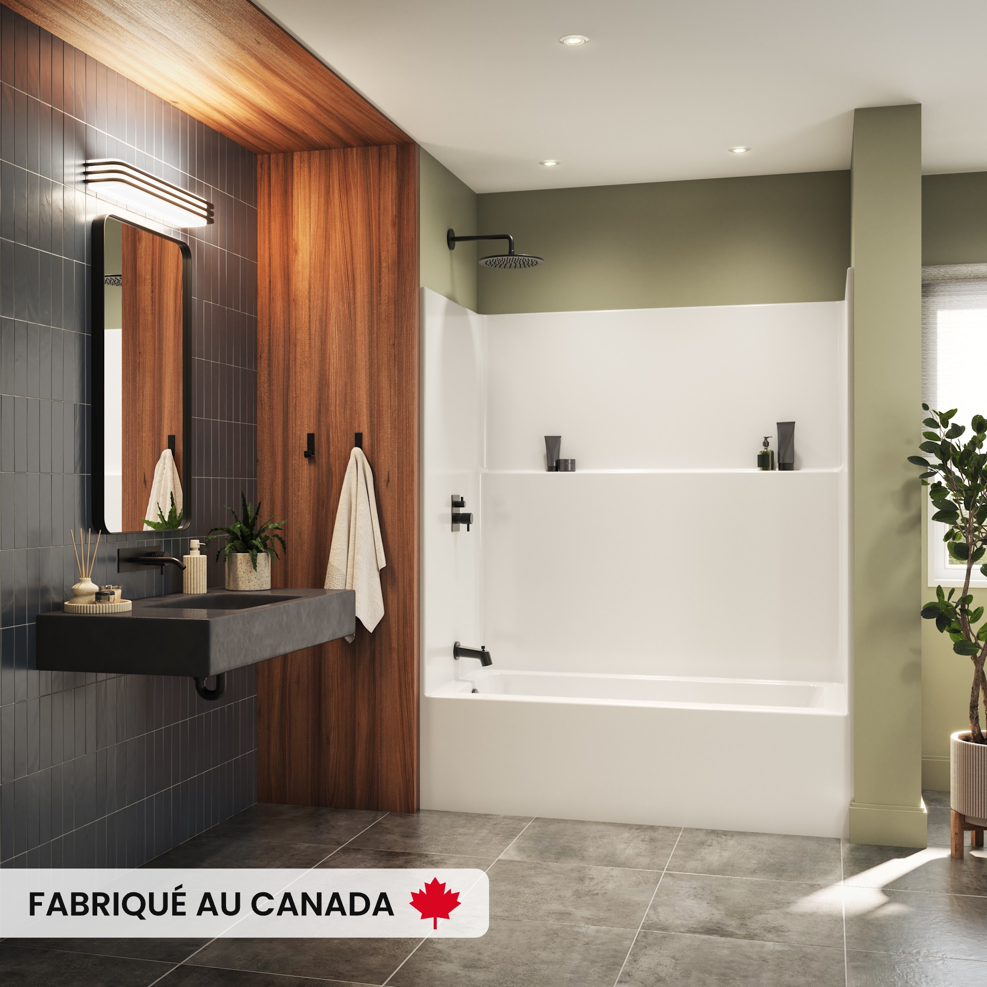 Galatea Alcôve Drain à gauche Baignoire-douche monobloc en blanc - BD